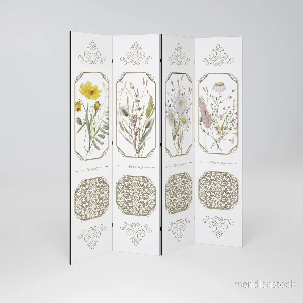 ELEGANT BOTANICAL TAPESTRY Rumsavdelare 4 paneler - Bild 2