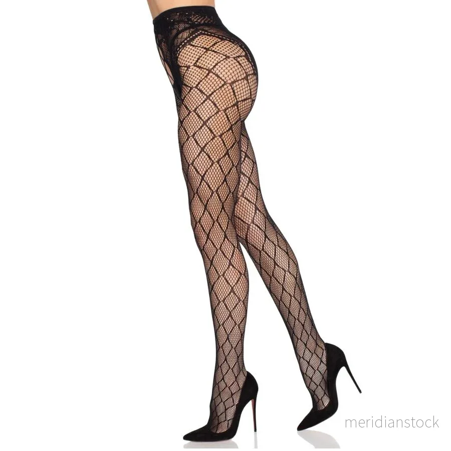LEG AVENUE - 1966 NET TIGHTS WITH CROTCHLESS PANTY BLACK - ONE SIZE - Bild 3