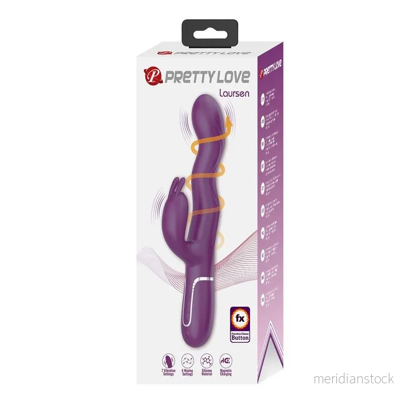 PRETTY LOVE - LOURSEN RABBIT VIBRATOR WITH THRUSTING MOTION AND 7 VIBRATIONS USB RECHARGEABLE PURPLE - Bild 3