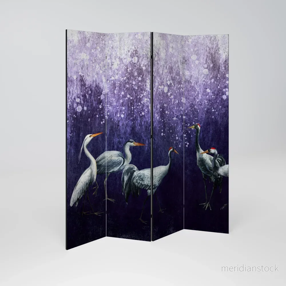 MYSTICAL CRANE GATHERING Rumsavdelare 4 paneler - Bild 2