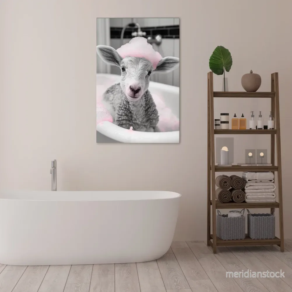 PINK CLOUD BATH TIME Vertical Canvas Print PINK CLOUD BATH TIME Vertical Canvas Print