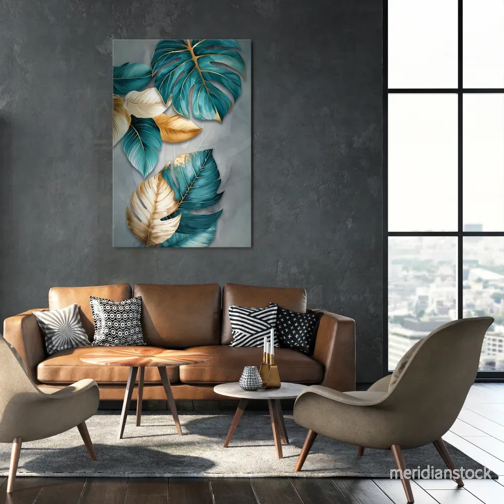ELEGANCE IN LEAVES Vertical Canvas Print