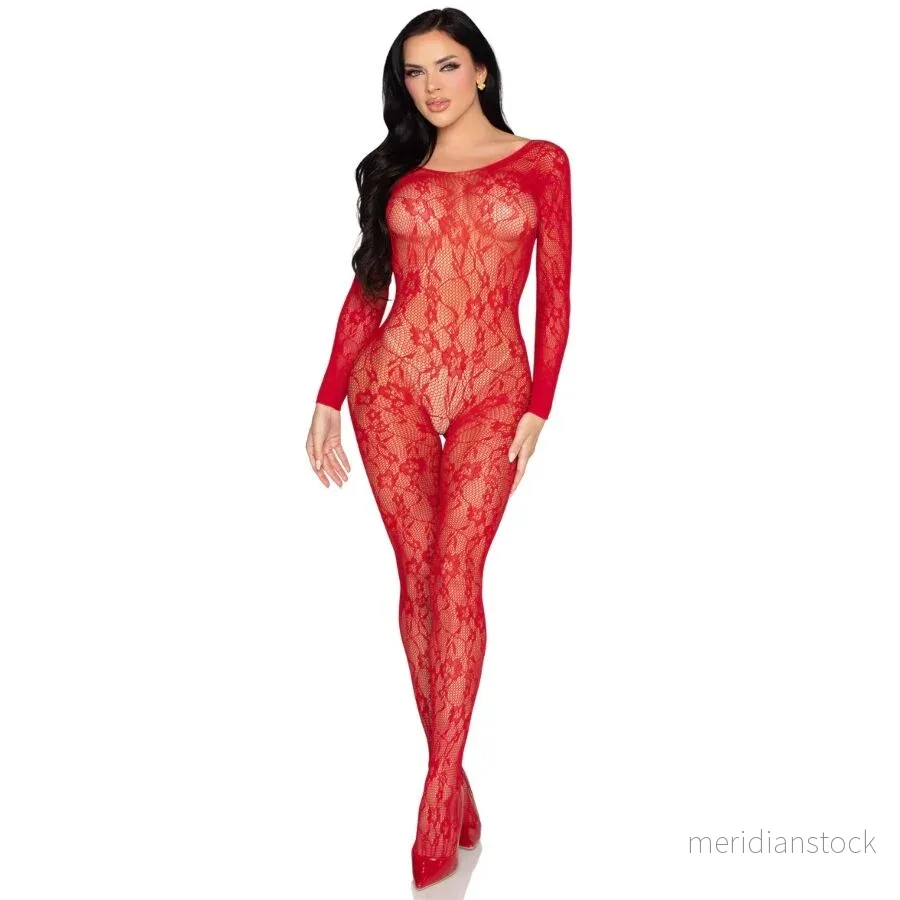 LEG AVENUE - 89366 LACE LINGERIE BODYSTOCKING RED - ONE SIZE - Bild 2
