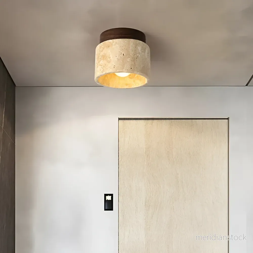 Wabi Sabi taklampa i gul marmor, japansk stil - TranquilStone