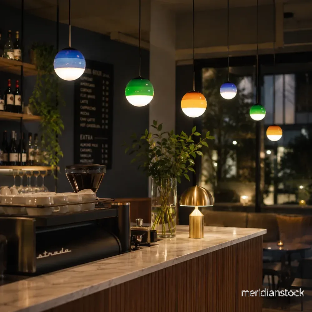 Pendellampa i toningsglas – taklampa med ombréeffekt - Bild 2