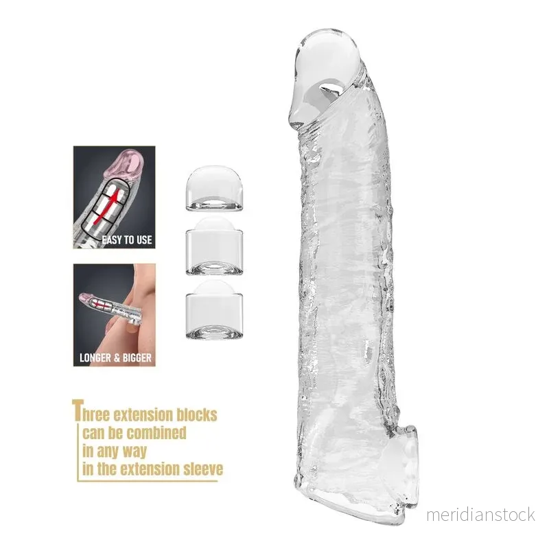 PRETTY LOVE - ADJUSTABLE PENIS EXTENSION SLEEVE 26 CM Ø 4 CM TRANSPARENT - Bild 2