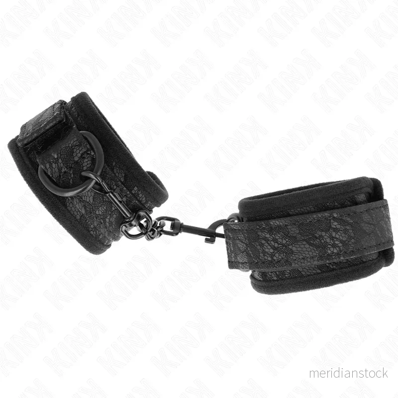 KINK - DARK LACE COVERED WRIST CUFFS NEOPRENE ADJUSTABLE BLACK 20-29 CM X 5 CM - Bild 3