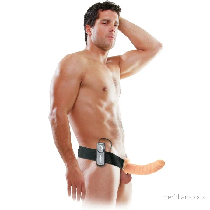 FETISH FANTASY SERIES - 19 CM VIBRATING HOLLOW STRAP-ON BROWN - Bild 2