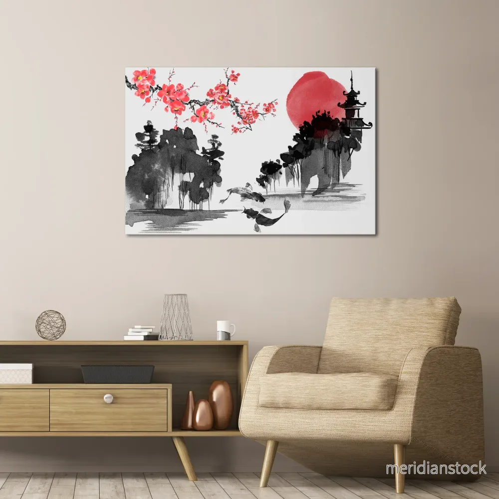 CHERRY SHADOWS Horizontal Canvas Print
