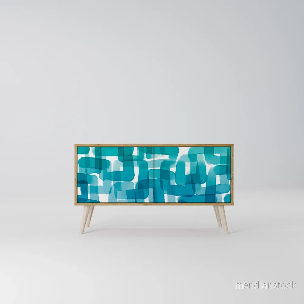 TURQUOISE RECTANGLES Kompakt TV-bänk med 2 dörrar - Bild 2