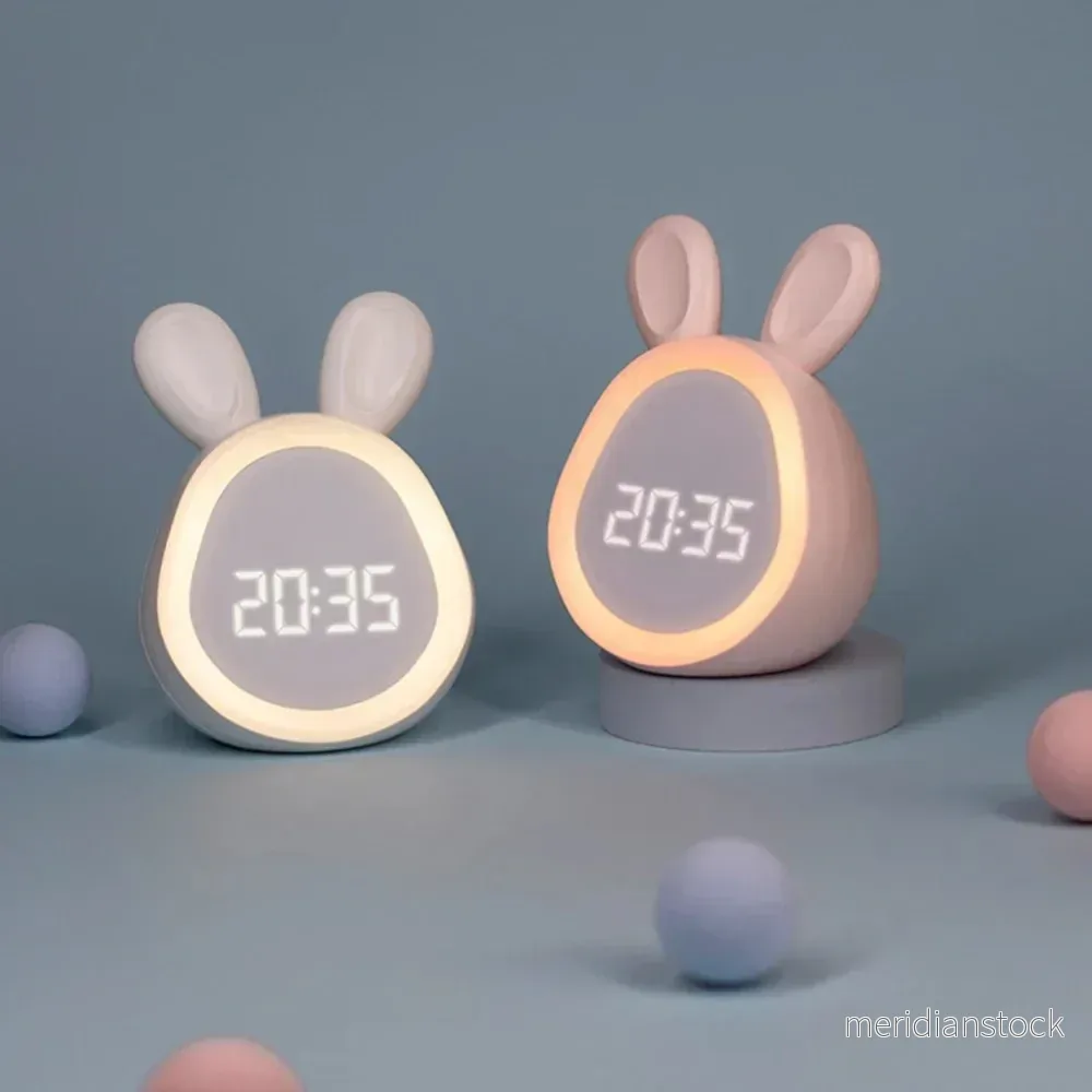 Kaninformad barnklocka med LED-nattljus - BunniGlow - Bild 3
