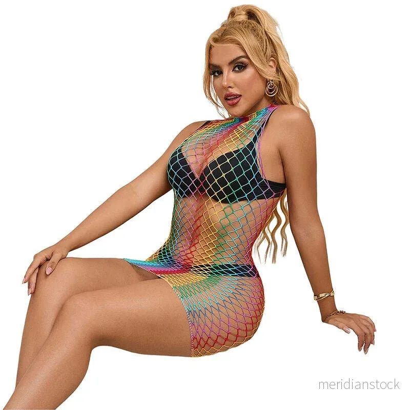 SUBBLIME - 952433 RAINBOW HIGH NECK SLEEVELESS FISHNET DRESS ONE SIZE - Bild 3
