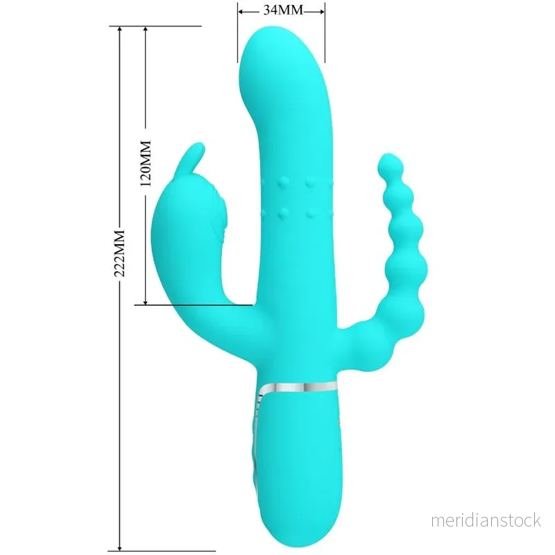 PRETTY LOVE - CAMMY 4 IN 1 MULTIFUNCTION TRIPPLE RABBIT VIBRATOR BLUE - Bild 2