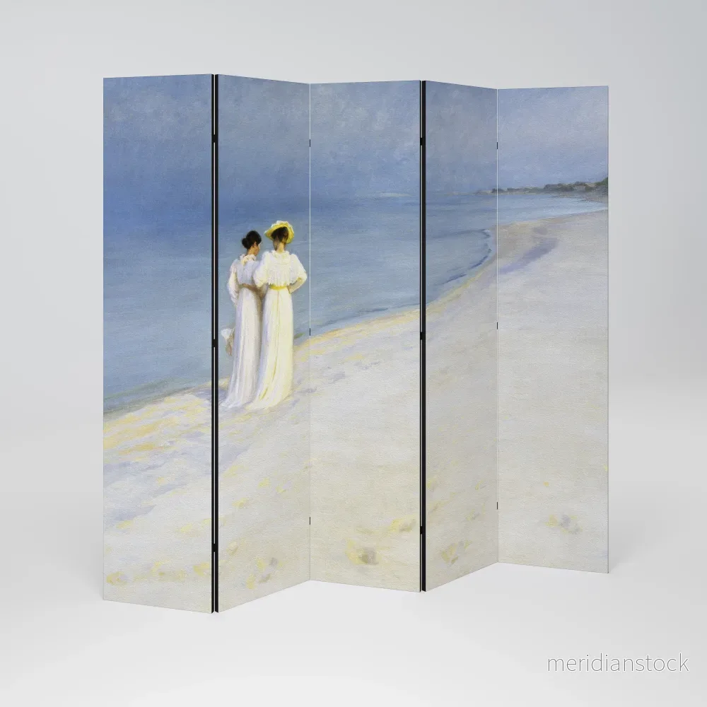 SUMMER EVENING ON SKAGEN'S BEACH Dekorativ rumsavdelare – 5 paneler - Bild 2