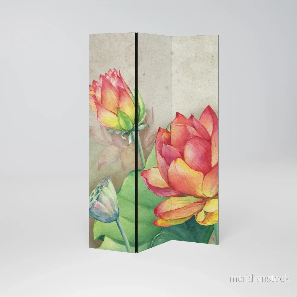 WHISPERING LOTUS BLOOMS Dekorativ rumsavdelare – 3 paneler - Bild 2