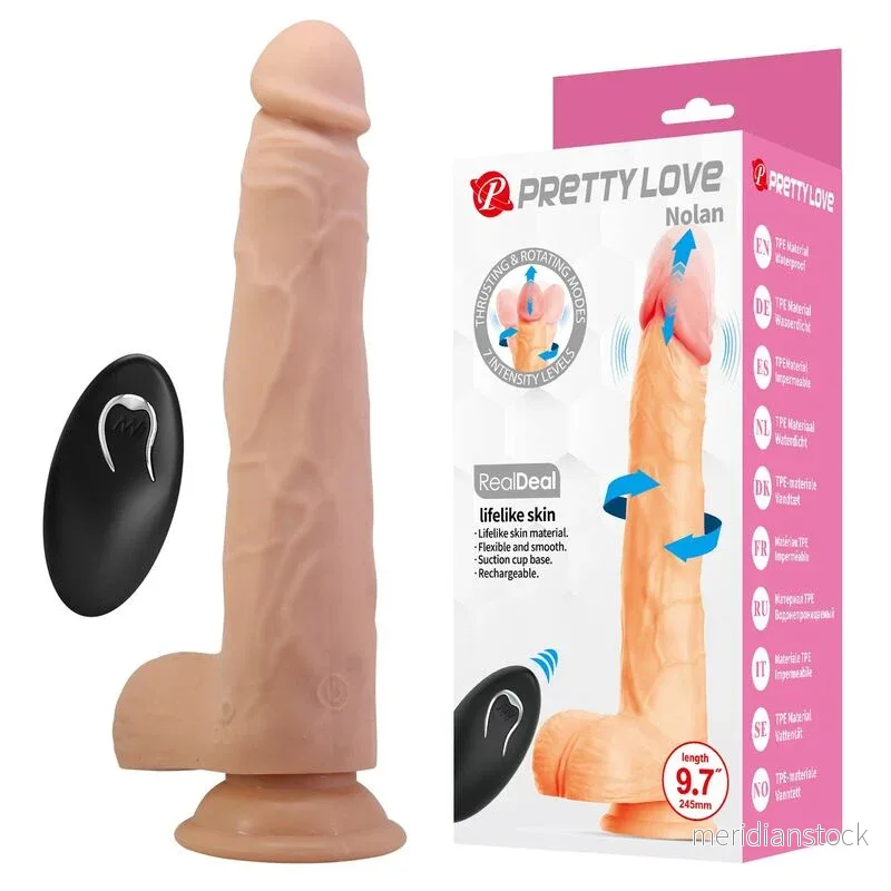PRETTY LOVE - NOLAN THRUSTING & ROTATING VIBRATING DILDO REMOTE CONTROL 24.5 CM Ø 5 CM NATURAL