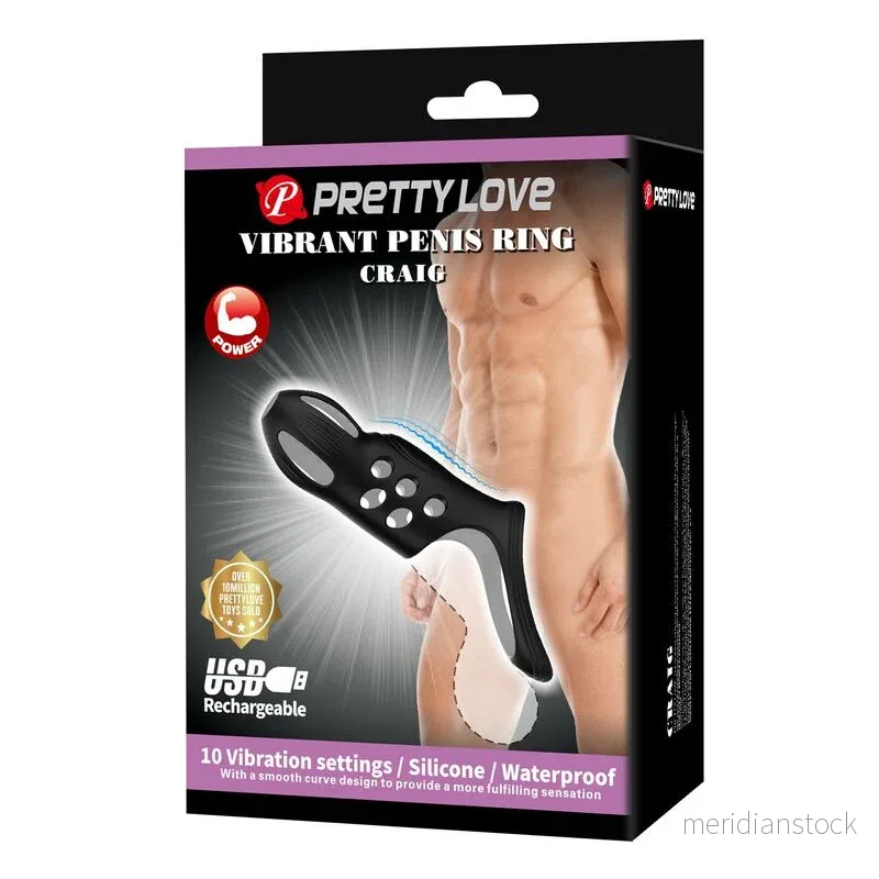 PRETTY LOVE - CRAIG RECHARGEABLE VIBRATING PENIS RING BLACK - Bild 3