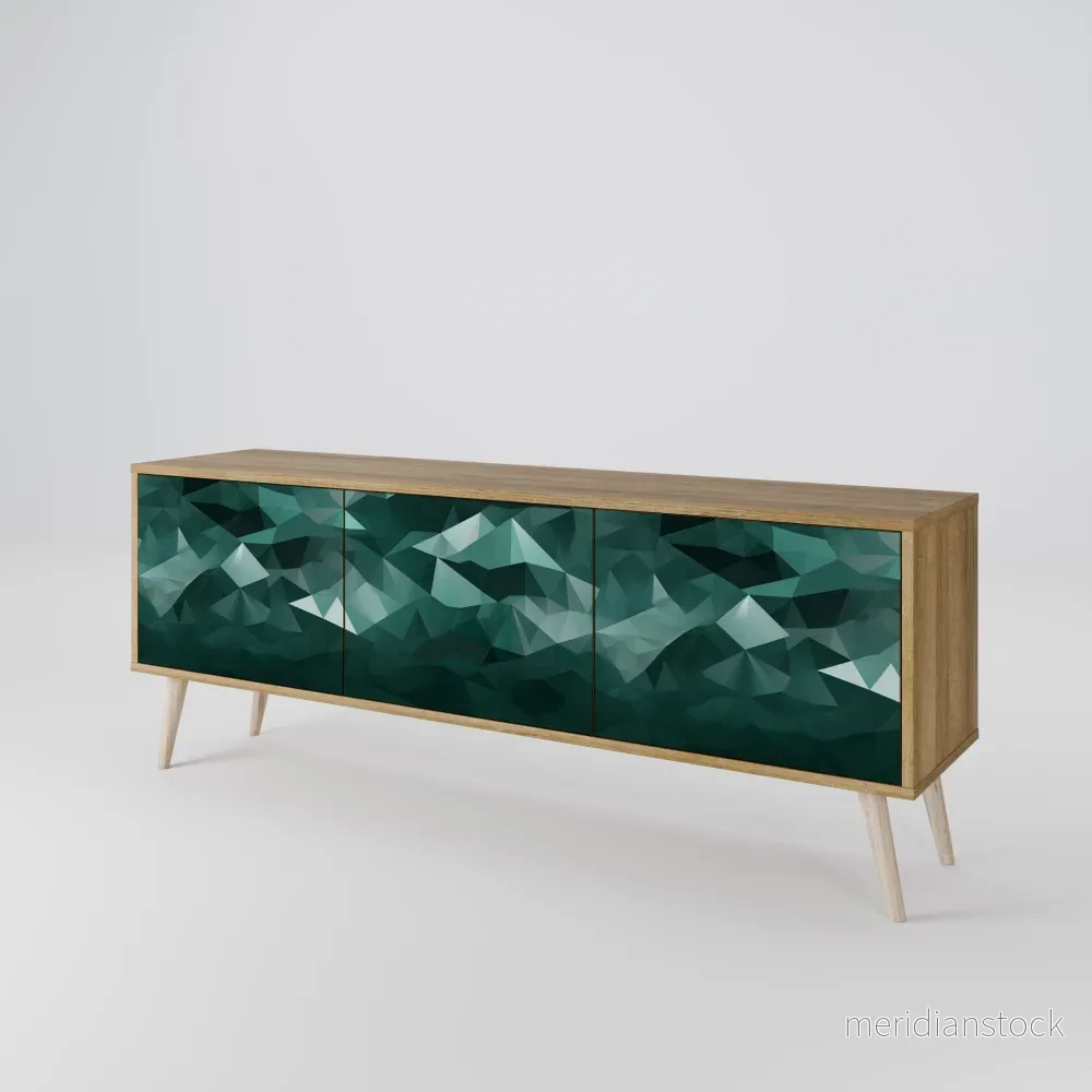 POLYGONAL FLOATING TV-bänk med 3 dörrar