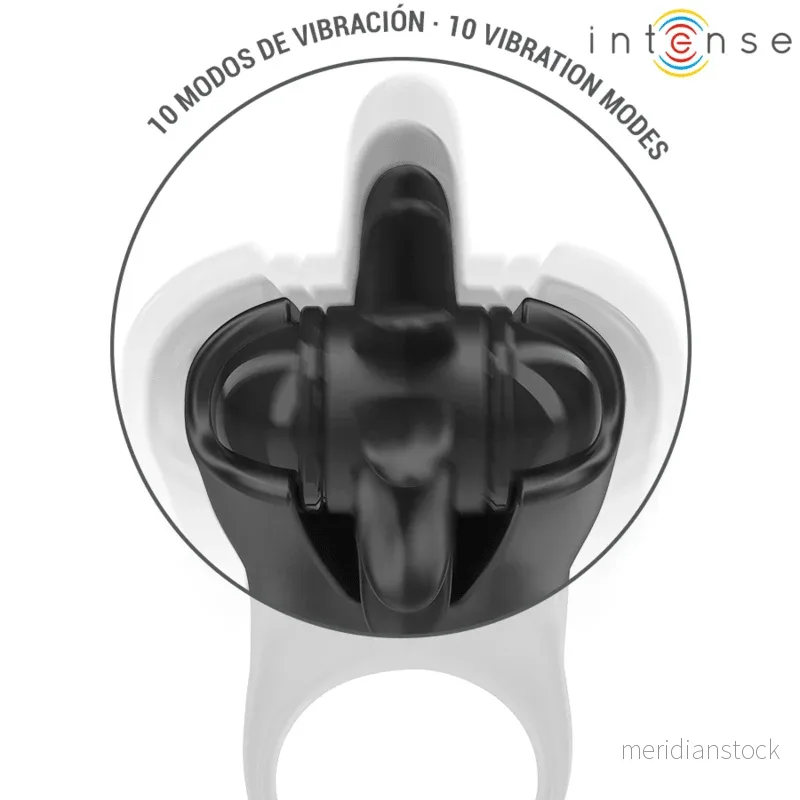 INTENSE - MABEL VIBRATING RING 10 VIBRATIONS WITH CLITORIS STIMULATOR BLACK