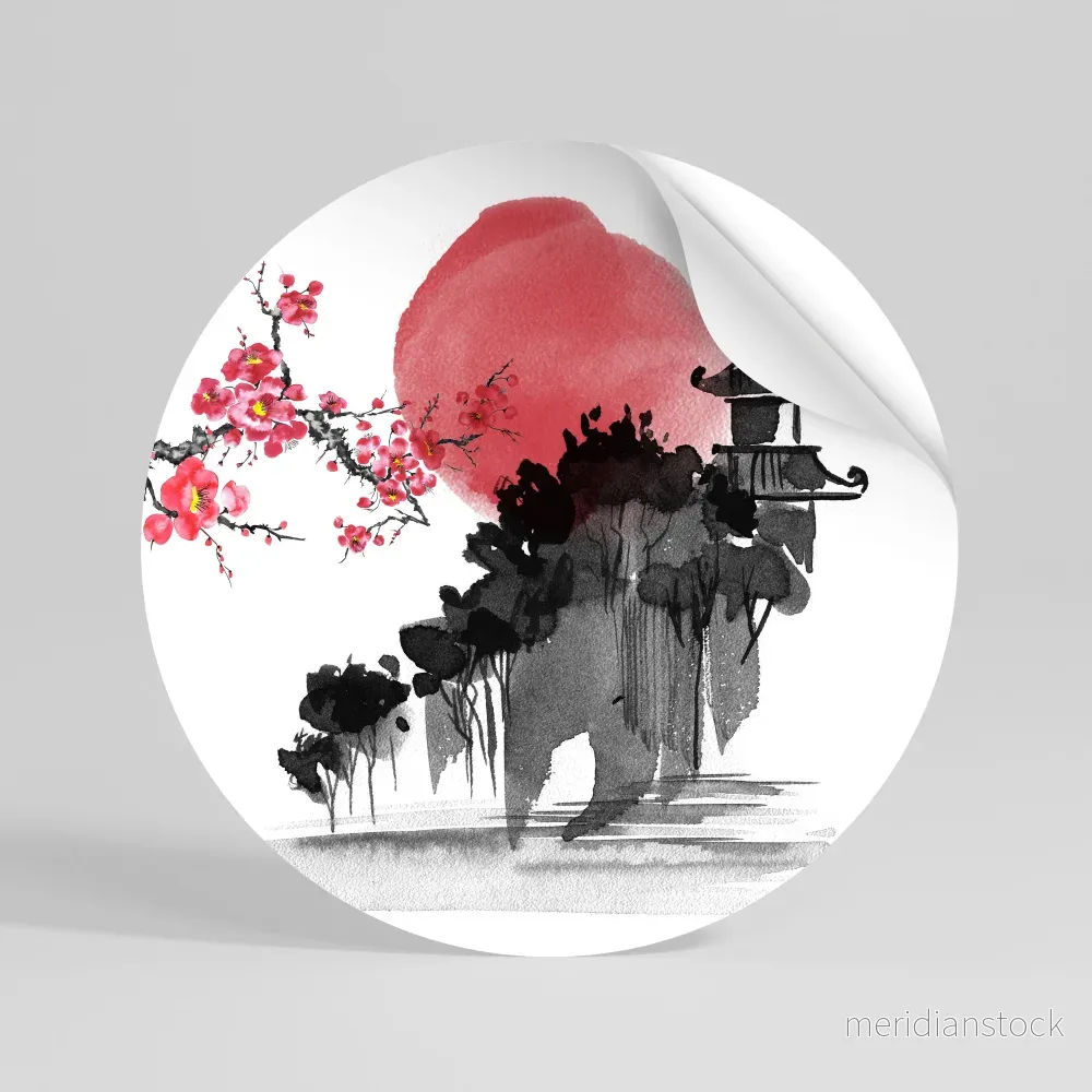 CHERRY SHADOWS Rund väggdekal CHERRY SHADOWS Rund väggdekal