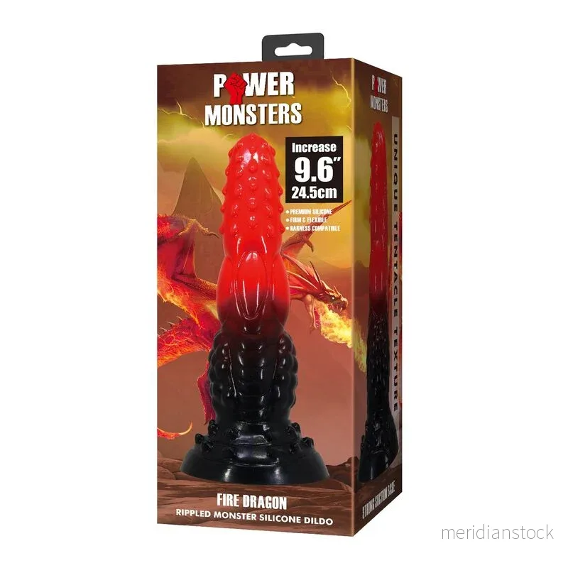 POWER MONSTERS - FIRE DRAGON FANTASY DILDO WITH SUCTION CUP 24.5 CM Ø 5.8 CM RED & BLACK - Bild 2