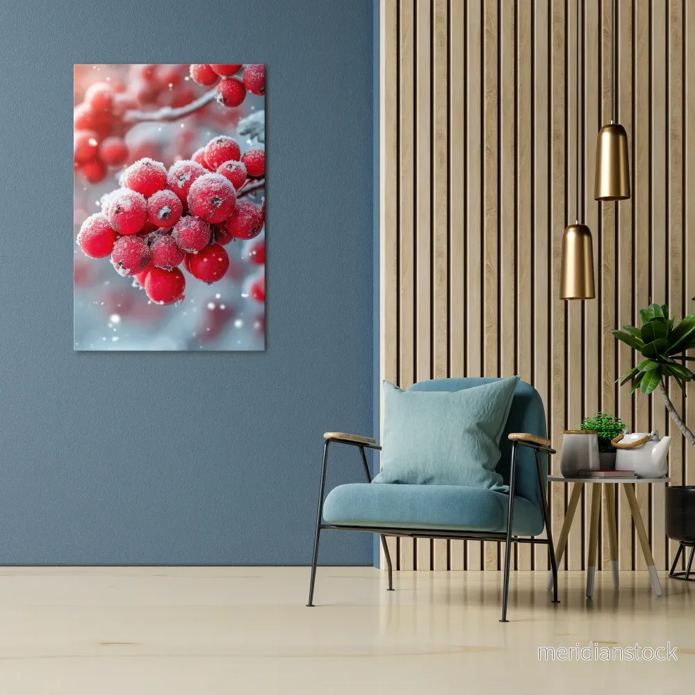 WINTER'S CRIMSON TREASURES Vertical Canvas Print - Bild 2