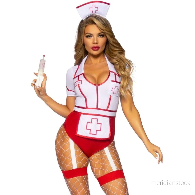 LEG AVENUE - SEXY NURSE COSTUME RED/WHITE M