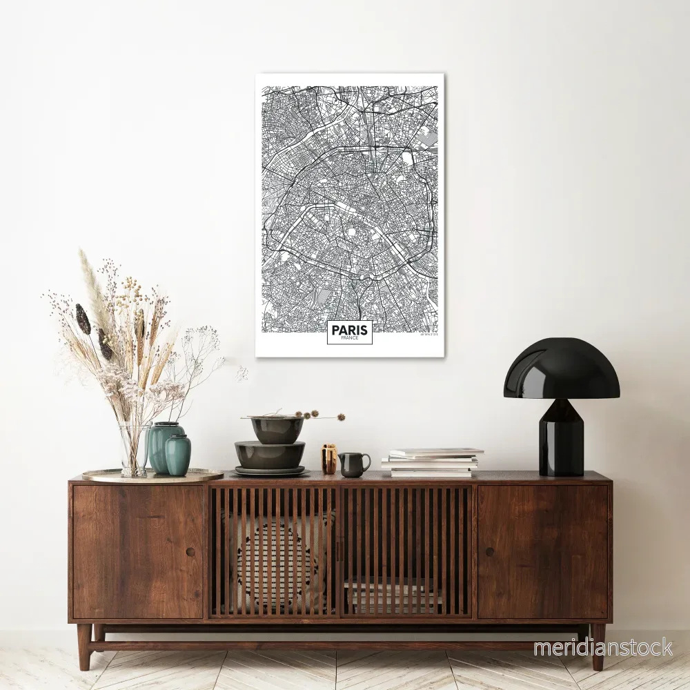 PARIS TOWN PLAN Vertical Canvas Print - Bild 2