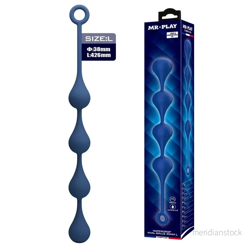 MR PLAY - BLUE SILICONE ANAL BEADS SIZE L 42.6 CM