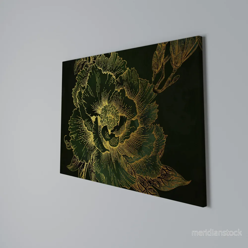 MIDNIGHT FLORAL GLIMMER Horizontal Canvas Print - Bild 3