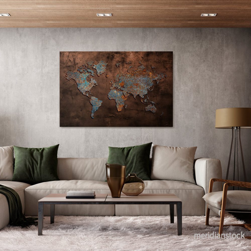 METALLIC MAP OF MEMORIES Horizontal Canvas Print