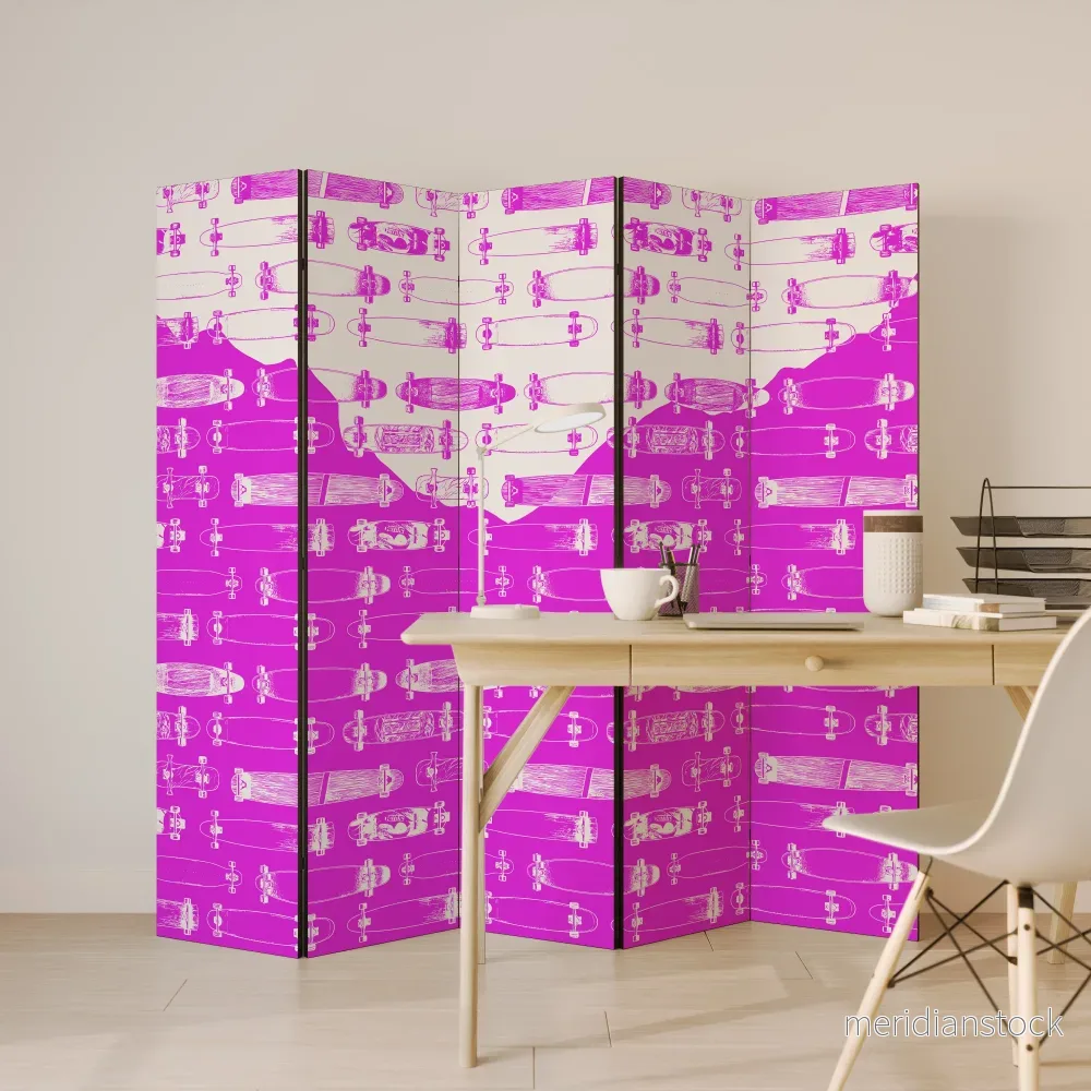 SKATEBOARD MAGENTA Dekorativ rumsavdelare – 5 paneler - Bild 3