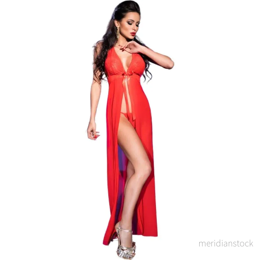 CHILIROSE - CR 3275 BABYDOLL LONG & THONG BLACK S/M - Bild 2