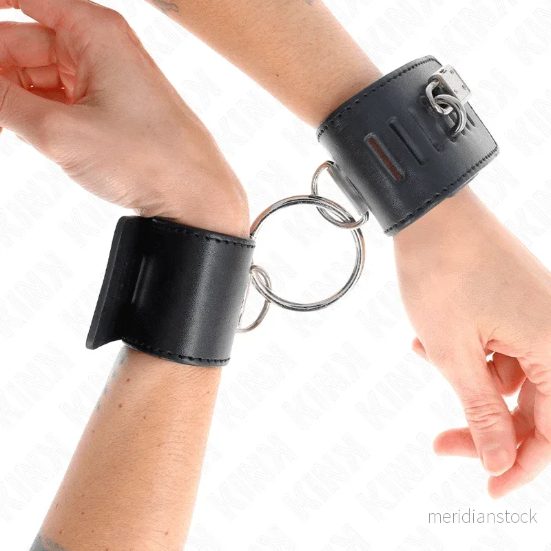 KINK - FIXED WRIST RESTRAINTS WITH RING AND PADLOCK CLOSURE BLACK ADJUSTABLE 16-23 CM X 5.5 CM - Bild 3