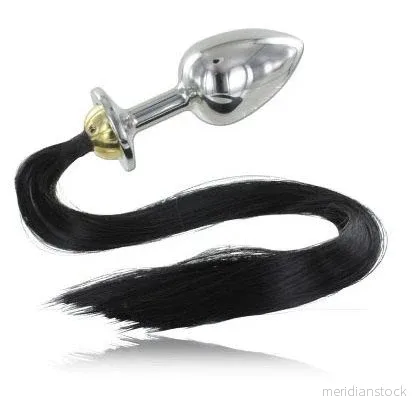 METAL HARD - STEEL ANAL PLUG WITH TAIL 8.89CM - Bild 2