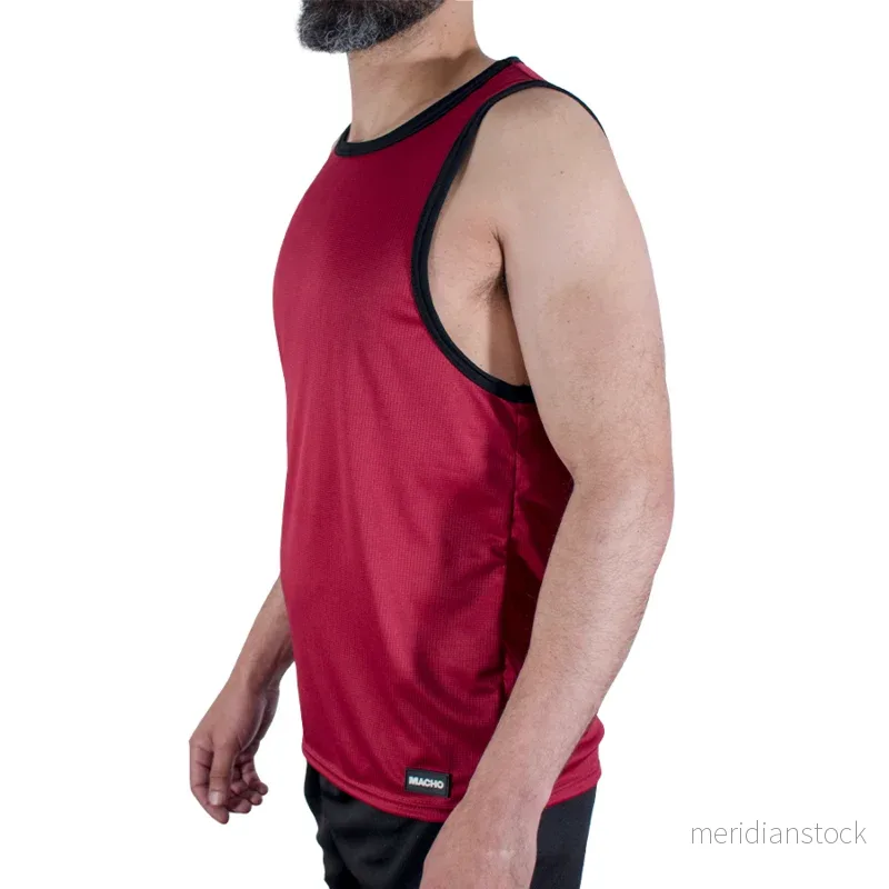 MACHO - CMV003 MAROON GYM T-SHIRT S/M - Bild 3