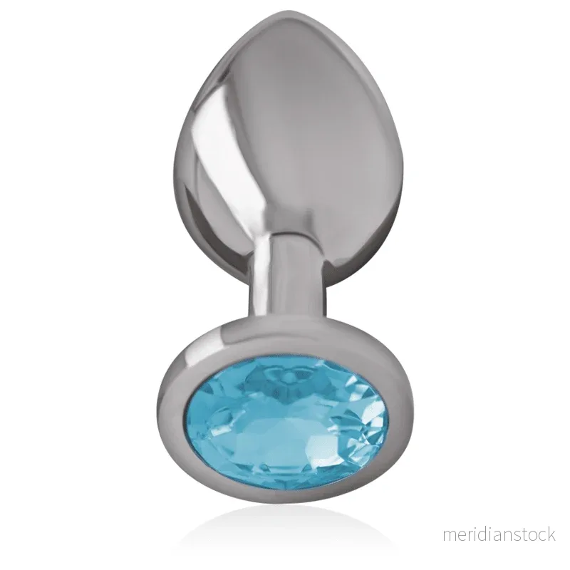INTENSE - ALUMINUM METAL ANAL PLUG WITH BLUE GLASS SIZE M