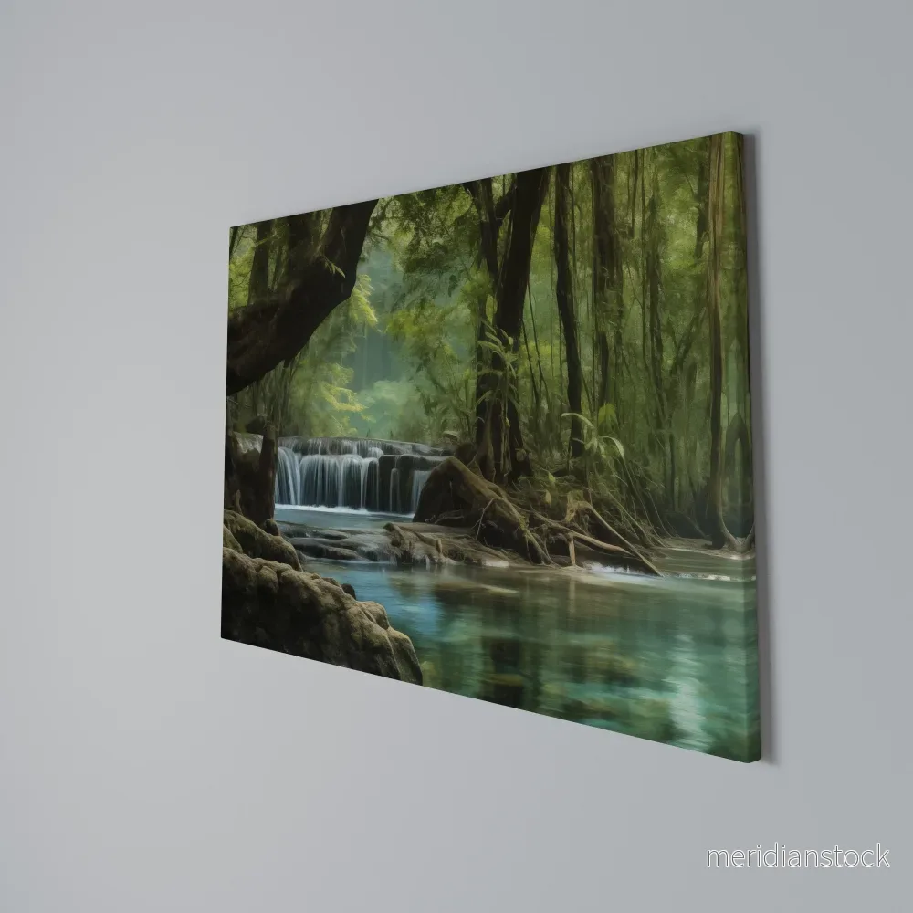 TRANQUIL WATERFALL ESCAPE Horizontal Canvas Print - Bild 3