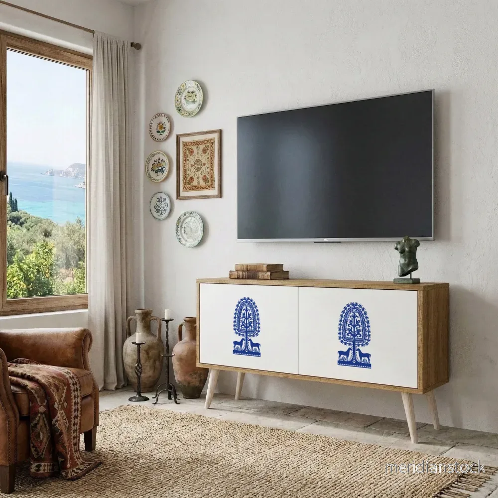 POLISH FOLK ART Kompakt TV-bänk med 2 dörrar - Bild 3