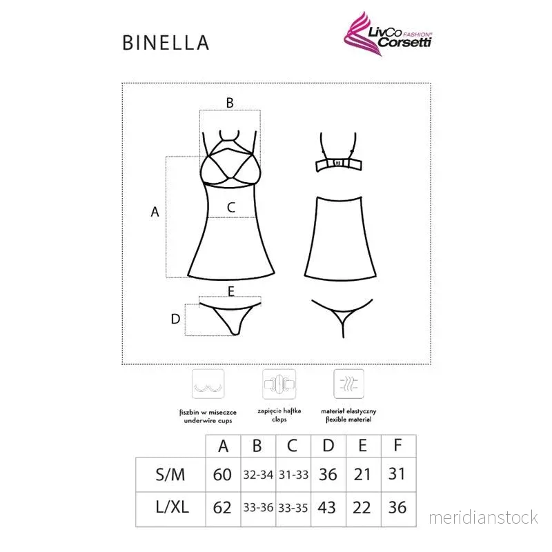 LIVCO CORSETTI FASHION - BINELLA SET BABYDOLL + THONG BLACK - Bild 2