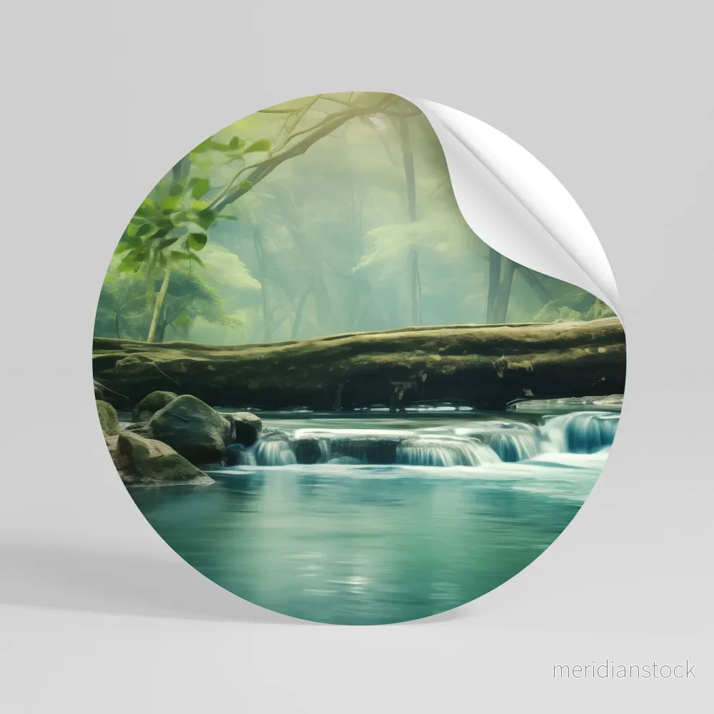 DREAMY WATERFALL GLIMMER Rund väggdekal - Bild 3