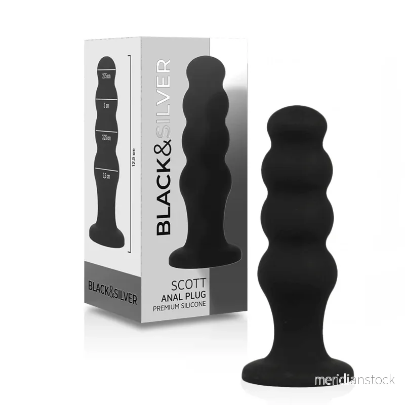 BLACK&SILVER - SCOTT PREMIUM SILICONE ANAL PLUG BLACK