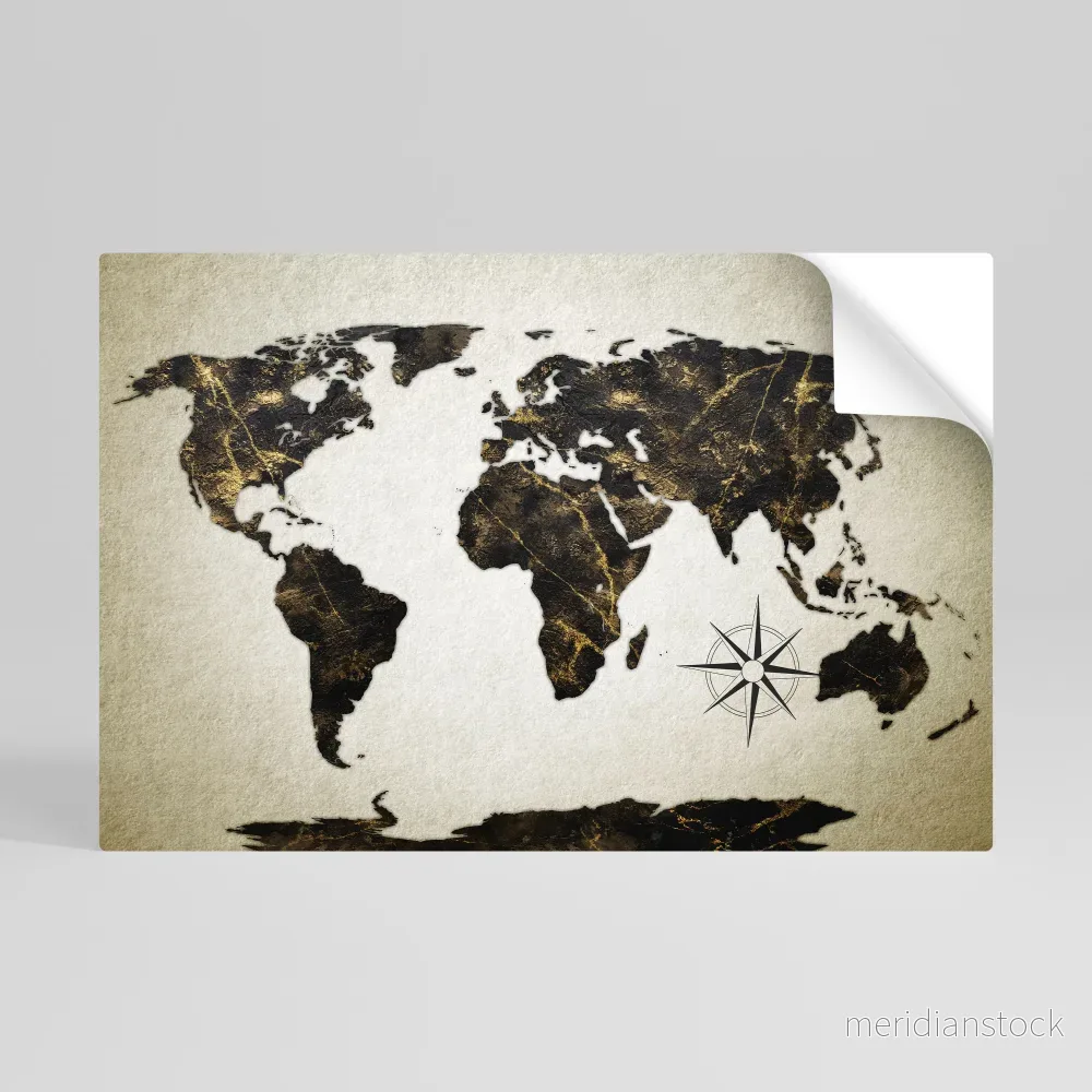 GOLDEN LINES GLOBE Självhäftande Horisontell Poster - Bild 3