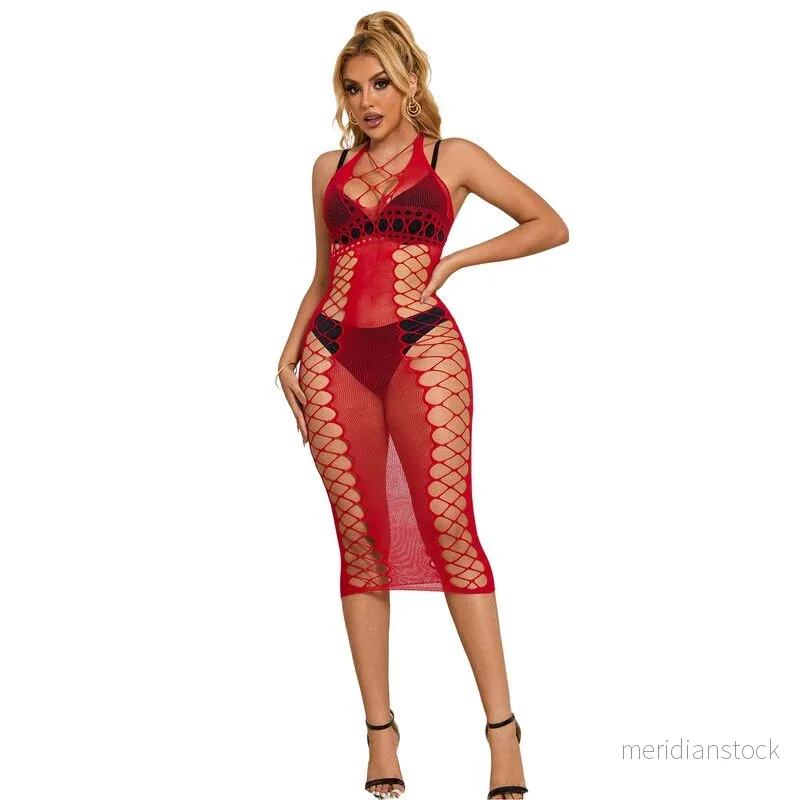 SUBBLIME - 952327 LONG RED FISHNET DRESS ONE SIZE - Bild 2