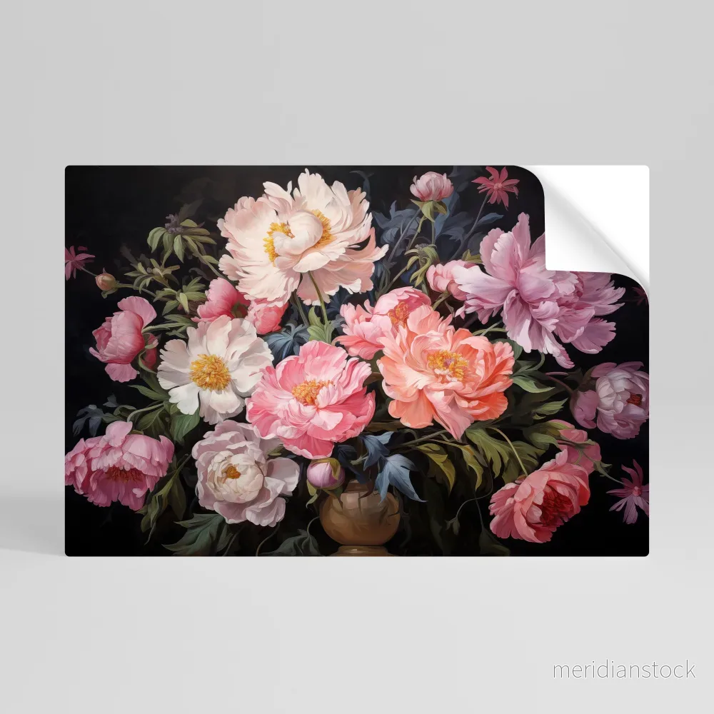 PEONIES BLOSSOM Självhäftande Horisontell Poster PEONIES BLOSSOM Självhäftande Horisontell Poster