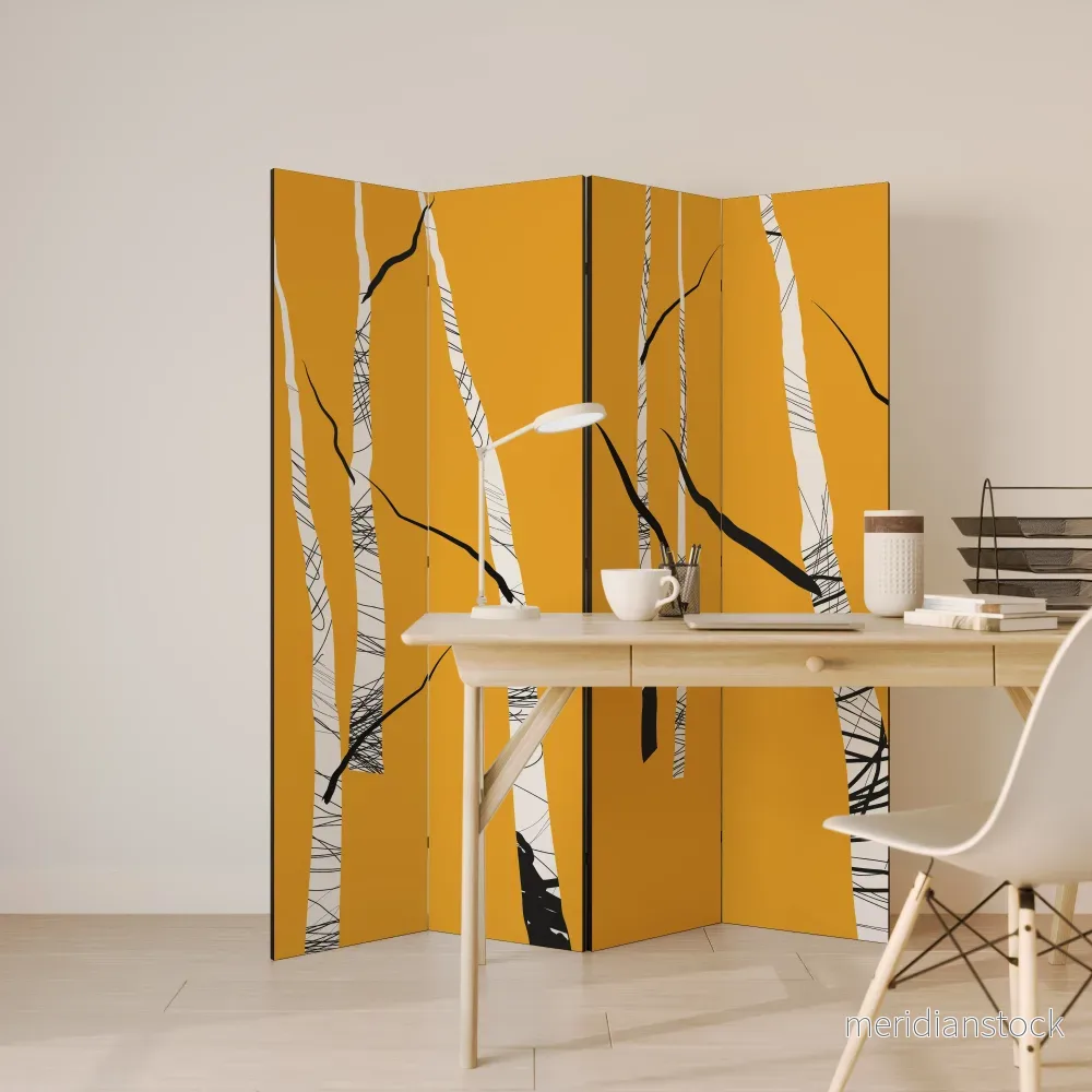 BIRCH ABSTRACT Rumsavdelare 4 paneler - Bild 3