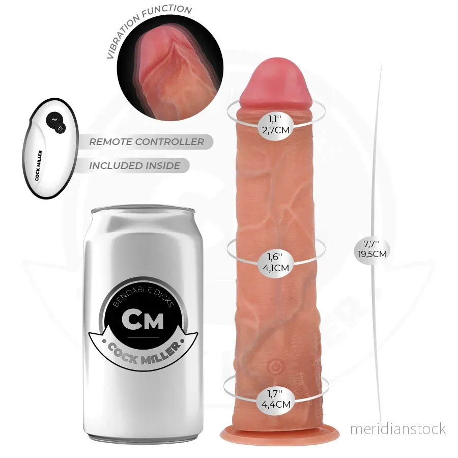 COCK MILLER - REALISTIC DILDO WITH SUCTION CUP AND REMOTE CONTROL VIBRATION 19.5 CM - Bild 3