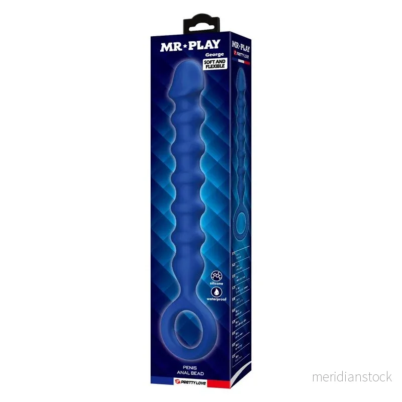 MR PLAY - BLUE SILICONE ANAL BEADS & ANAL PLUG -Ø- 3,4 CM - 28.5 CM - Bild 3
