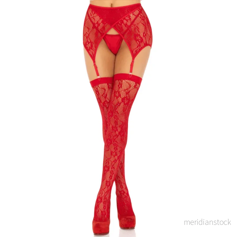 LEG AVENUE - LACE THIGH HIGHS & GARTERBELT BLACK - Bild 2