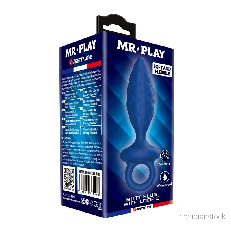 MR PLAY - TEXTURED ANAL PLUG WITH RING BLUE S - Bild 3